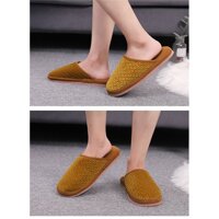 Combo Dép Đi Trong Nhà Thu Đông Đế Chống Thấm Chất Nỉ Nhung Thiết Kế Sang Trọng Cho Nam Và Nữ- Hàng Loại 1- Chính Hãng MINIIN - Size nam - 1 đôi