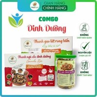 Combo Dinh Dưỡng:Thanh gạo lứt rong biển/ngũ cốc 170g+Hạt dinh dưỡng 300g-tặng 01 trái cây sấy 100g-Đồ ăn vặt Hải Phòng