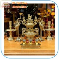Combo Đỉnh lư thờ bằng đồng VĨNH TIẾN cao cấp Cao 30cm. Tam sự - ngũ sự - đỉnh đồng - ĐỒ THỜ CÚNG PHƯỚC HOA
