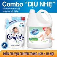 Combo dịu nhẹ cho da gồm Nước lau sàn SUNLIGHT Hương Hoa Thiên Nhiên can 3.6kg và Nước xả vải Comfort cho da nhạy cảm túi 1.6L LazadaMall