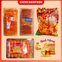 Combo đồ ăn vặt 4 món snack bò quẩy kèm thêm 2 cá viên chiên