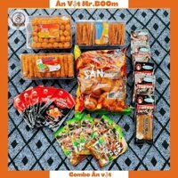 Combo đồ ăn vặt 4 món snack bò quẩy kèm thêm 5 snack nem nướng phên, 5 snack tăm cay đen, 5 snack hổ kaka _Mr.B00m