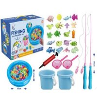 Combo đồ chơi câu cá cho bé cực xinh, gắn nam châm câu cá dưới nước và trên cạn
