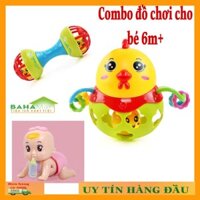 COMBO ĐỒ CHƠI CHO BÉ TỪ 6 THÁNG TRỞ LÊN "BAHAMAR" gồm búp bê bò bú bình biết hát, xúc xắc hình , lục lạc