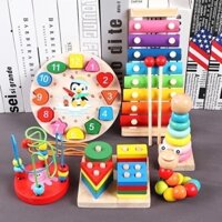 Combo đồ chơi gỗ montessori 6 món thông minh, an toàn cho bé, phù hợp cho trẻ em từ 0-5 tuổi
