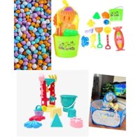 combo đồ chơi xúc cát, hạt sứ - 5kg sứ +quây 1m5+ 2 bộ đồ chơi xúc cát