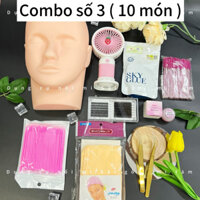 Combo đồ nghề học nối mi cơ bản Sài Gòn - Nhíp, keo, miếng dán, cọ, chổi quét mi