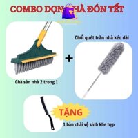 Combo dọn nhà 3 món chổi chà cọ nhà vệ sinh chồi quét trần nhà bàn chải khe hẹp hãng miDoctor