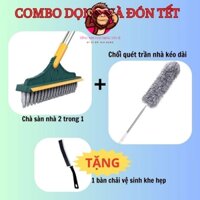 Combo dọn nhà 3 món chổi chà cọ nhà vệ sinh chồi quét trần nhà bàn chải khe hẹp hãng miDoctor