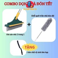 Combo dọn nhà 3 món chổi chà cọ nhà vệ sinh chồi quét trần nhà bàn chải khe hẹp hãng miDoctor
