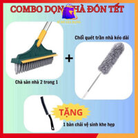 Combo dọn nhà 3 món chổi chà cọ nhà vệ sinh chồi quét trần nhà bàn chải khe hẹp hãng miDoctor