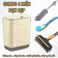COMBO Dọn Nhà 4 Món Đồ: Chổi Chà Sàn Nhà + Thùng Rác Treo Tường + Chổi Quét Trần Nhà + Cây Cọ Rửa Cốc - CB1