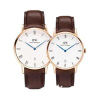 Combo Đồng hồ đôi dây da Danlei WeIIingt0n Dapper DW00100186 nam size 38mm nữ size 32mm fullbox chống nước  vỏ thép không gỉ  Đồng hồ đôi nam nữ tình yêu