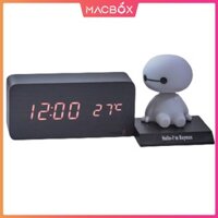 Combo đồng hồ gỗ Led để bàn + Baymax