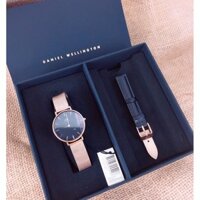 Combo Đồng hồ Nữ Daniel Wellington Classic Petite 32mm Melrose Black DW00100161 + Dây da Petite Sheffield 14mm