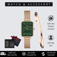 Combo Đồng Hồ Nữ Quadro Pressed Melrose Green & Vòng Tay Classic Cuff V1 D_W Chính Hãng - DANIEL WATCH STORE VN