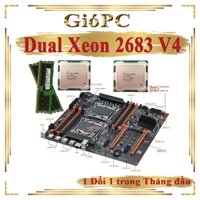 Combo Dual Xeon E5 2683V4 32 Nhân, 64 Luồng, Main OEM X99 Dr4, Ram ECC 32Gb Dr4 bus 2400 Không Kèm Tản