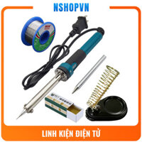 Combo dụng cụ hàn điện mỏ hàn nung 60W kèm thiếc chì hàn, đế gác mỏ hàn, mũi hàn thay thế 60W
