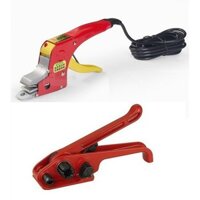 Combo dụng cụ kẹp nhiệt dây đai đóng đai thùng KG-15C và dụng cụ căng siết dây - đỏ