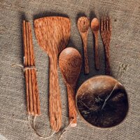 [Combo dụng cụ nhà bếp bằng gỗ] 1 chén/ 2 muỗng/ 1 nĩa/ 4 đôi đũa/ 1 vá cơm/ 1 sạn xào