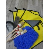 Combo dụng cụ rửa xe ô tô - xe máy , Đồ rửa xe găng san hô cọ chi tiết bàn chả lốp