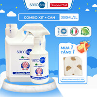 Combo Dung Dịch Xịt Sát Khuẩn An Toàn Cho Bé Sanodyna Baby Chai 300ml Và Can Chiết 2L