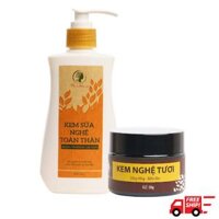 Combo dưỡng trắng da toàn diện cho mẹ sau sinh Wonmom (1 kem sữa nghệ toàn thân + 1 kem nghệ tươi)