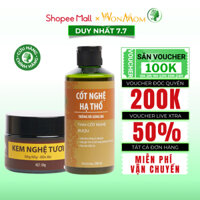 Combo dưỡng trắng hồng da mặt và trắng da body hữu cơ Wonmom ( 1 kem nghệ tươi + 1 cốt nghệ hạ thổ)