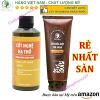 Combo Dưỡng trắng mịn da hữu cơ, sáng hồng da mặt, mịn màng body Wonmom (1 sữa rửa mặt hữu cơ + 1 cốt nghệ hạ thổ)