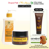 Combo dưỡng trắng sáng da cho mẹ sau khi sinh Wonmom (1 kem sữa nghệ toàn thân + 1 kem nghệ tươi)