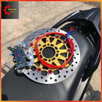 COMBO Ex150/155 Heo Nisin 4pis Xám ( Lỗ Trụ 6-8 ) + Đĩa King Drag Vàng + Dây dầu Hel + Pát CNC___ Đi size đĩa 267mm..