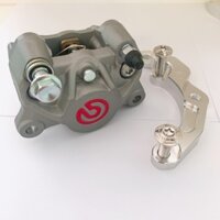 COMBO Exciter Ex150 - Heo Dầu Trước Brcmbe LOGO ĐỎ LỚN 2piston đối xứng Kèm Pát CNC gắn trước đi đĩa size ZIN 245mm