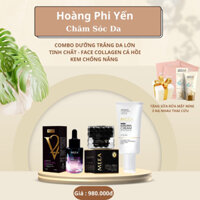 Combo Face Collagen Trứng Cá Hồi & Tinh Chất Ampoul Bakuchoil lớn + Kem chống Nắng  + Kèm Srm tảo nâu mini