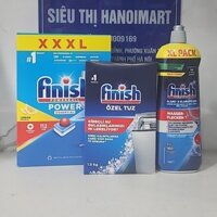Combo Finish dishwashing tablets All in one box 112 tablets, Salt 1.5kg, Rinse Aid for Shinier 800ml