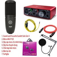 Combo Focusrite scarlett Solo Gen 3, Micro AKG P120 và phụ kiện