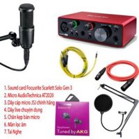 Combo Focusrite Scarlett Solo Gen 3, Micro AT2020 và phụ kiện