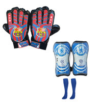 Combo Găng tay thủ môn trẻ em Bảo vệ ống đồng Tất đá bóng trẻ em Giao màu ngẫu nhiên