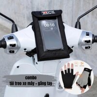 Combo Găng Tay ZDK Z2 Hở Ngón và Túi Treo Xe Máy Đựng Điện Thoại, Đồ Dùng, Combo Đi Xe Máy
