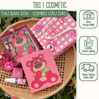 Combo Gấu Dâu  5 món : Son, Xịt thơm, Túi giấy, Túi gấu dâu, Buộc tóc