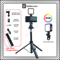 Combo Gậy Yunteng VCT 6688 và Đèn RGB - Phụ kiện điện thoại kèm đèn trợ sáng chụp ảnh, quay video