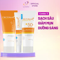 Combo gel mụn THC nghệ trắng, kem chống chắng và sữa rửa mặt Decumar - THC03, DSM02, THC01