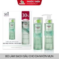 Combo Gel rửa mặt, Toner Eucerin Acne-Oil Control Pro Acne Solution Cleansing Gel 200ml, Toner 200ml