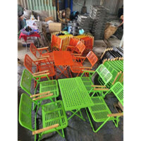 Combo Ghế 1 Bàn CNC Cạnh Vuông, Bộ Bàn Ghế Gấp Gọn Tiện Lợi, Bàn Ghế Xếp Ngoài Trời