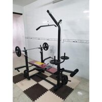 Combo ghế tập tạ đa năng đời mới 2021 kèm đòn và 50kg tạ gang