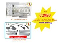 Combo Giá bát nâng hạ + Tay nâng tủ bếp Blum