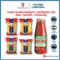 [Combo Gia Đình] 5 Sản Phẩm Pasta 500 Gram Nui Ống To + Nui Ống Xéo + Nui Xoắn + Nui Chữ C + Cà Chua Xay 680Gr