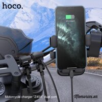 Combo giá đỡ Borofone BH15, BH34, BH59, BH72 + Tẩu sạc Hoco Z45A 2 USB chống nước - Kẹp điện thoại xe máy, mô tô, xe đạp