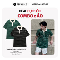 COMBO GIÁ SỐC Hai Áo Polo Premium Local Brand Teeworld Monogram Unisex Nam Nữ Form Rộng 2 Màu Cùng Size - Xanh  Đen - M