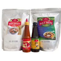 COMBO gia vị chay SIÊU TIẾT KIỆM TITOM - bột ngọt, hạt nêm chay, tương ớt, dầu hào