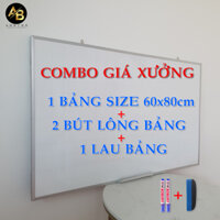 Combo Giá Xưởng 01 Bảng Viết Bút Lông 60x80cm - 02 Bút Lông - 01 Lau Bảng - Bảng Trắng Treo Tường